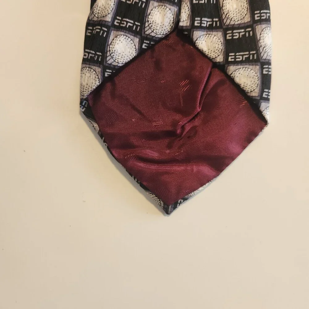 ESPN Golf Tie Necktie 100% Silk‎ Tie by WEMCO New Orleans Black Gray Golf Balls